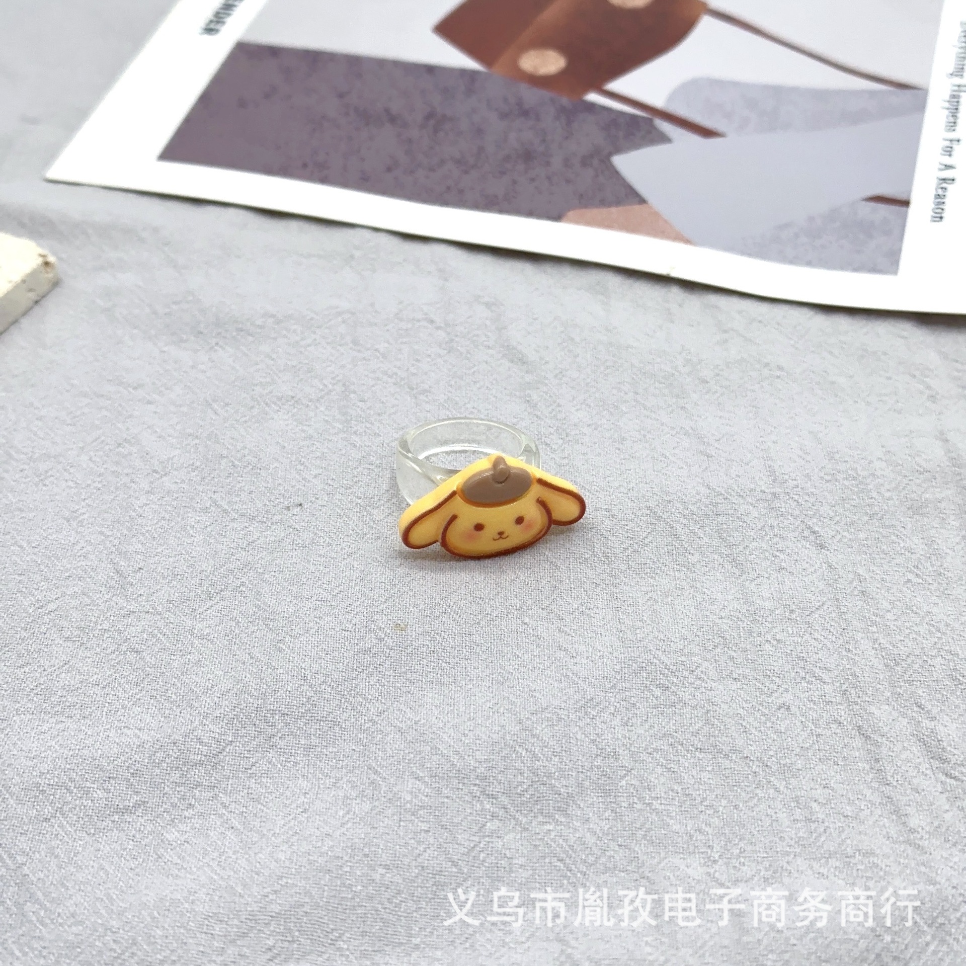 Sanliogou Yulin perro Kulomi adorable anillo de resina de niña pareja chatter anillo de hermana suave anillo de hermana