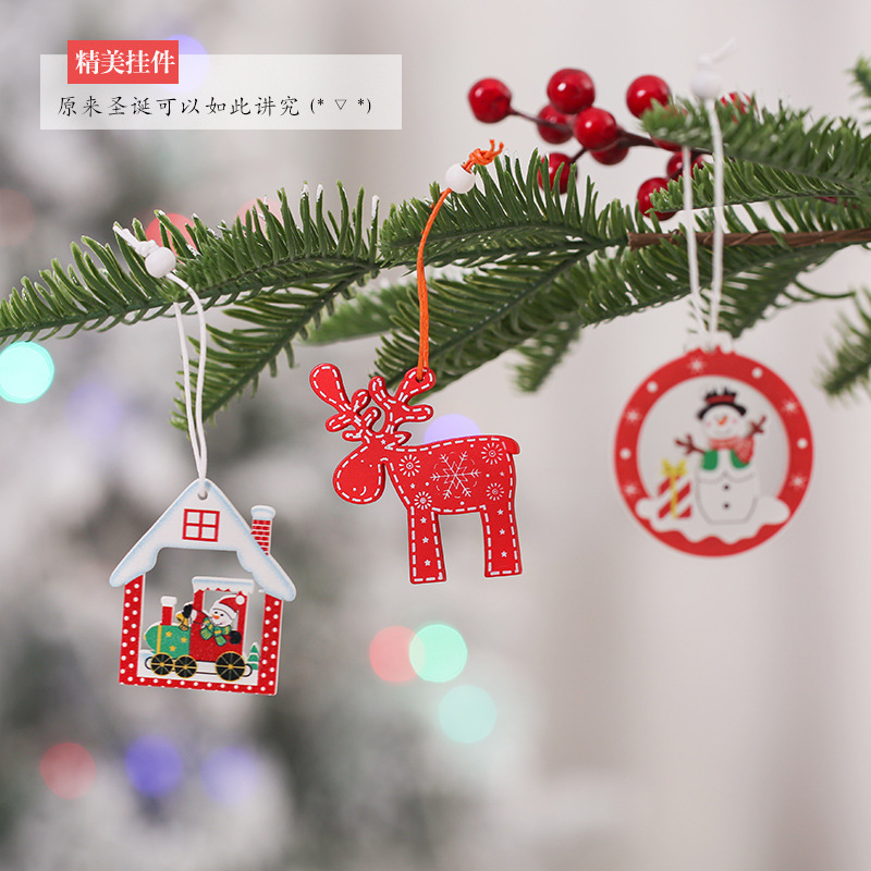 クリスマス装飾品創意木製の小さなペンダントクリスマスツリーのヘラジカの小さなペンダントプレゼントの精巧な木の箱の彩色のペンダント|undefined