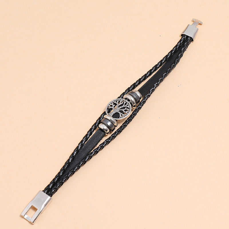 fashion lucky tree braided leather bracelet