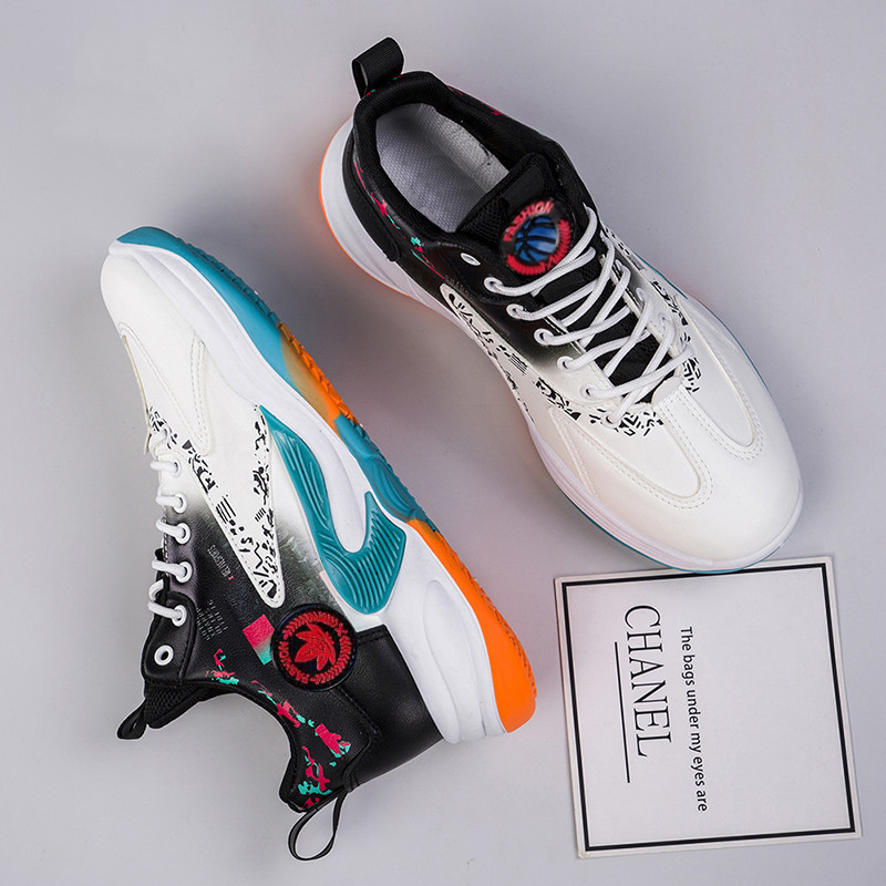 Zapatos de baloncesto al por mayor transfronterizos, cuero cómodo y ligero, zapatos de entrenamiento deportivo para hombres, zapatos de hombre de moda callejera para estudiantes