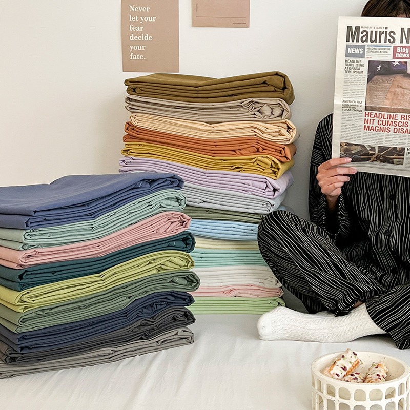 Sábana de algodón lavado de algodón de color puro pieza individual 100 sábanas de algodón puro dormitorio de estudiantes sábana de cama individual juego de tres piezas 3