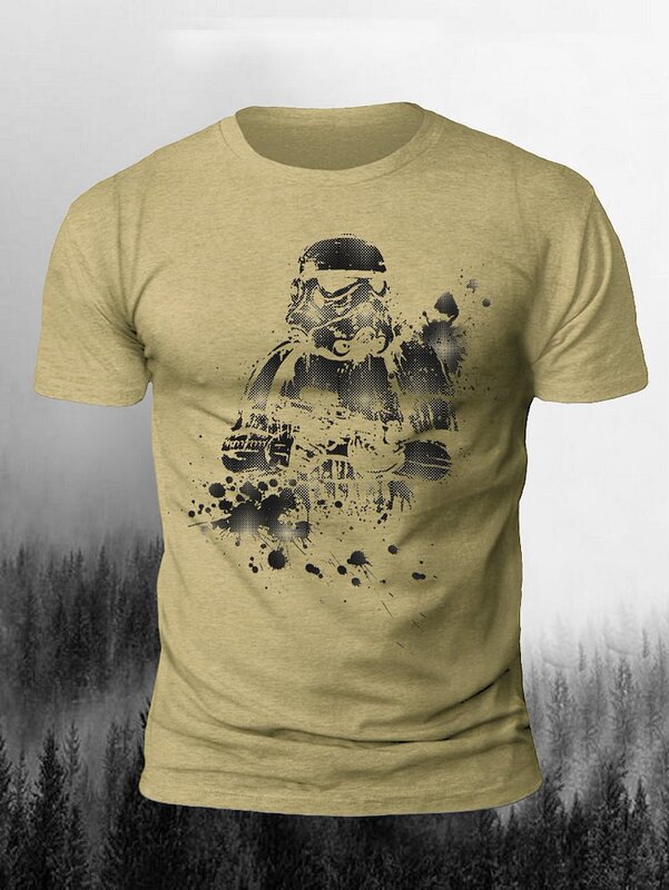 2026 Cross-Border American-Style Summer Simple Star Wars Yoda Darth Round-Neck Unisex Printed T-Shirt