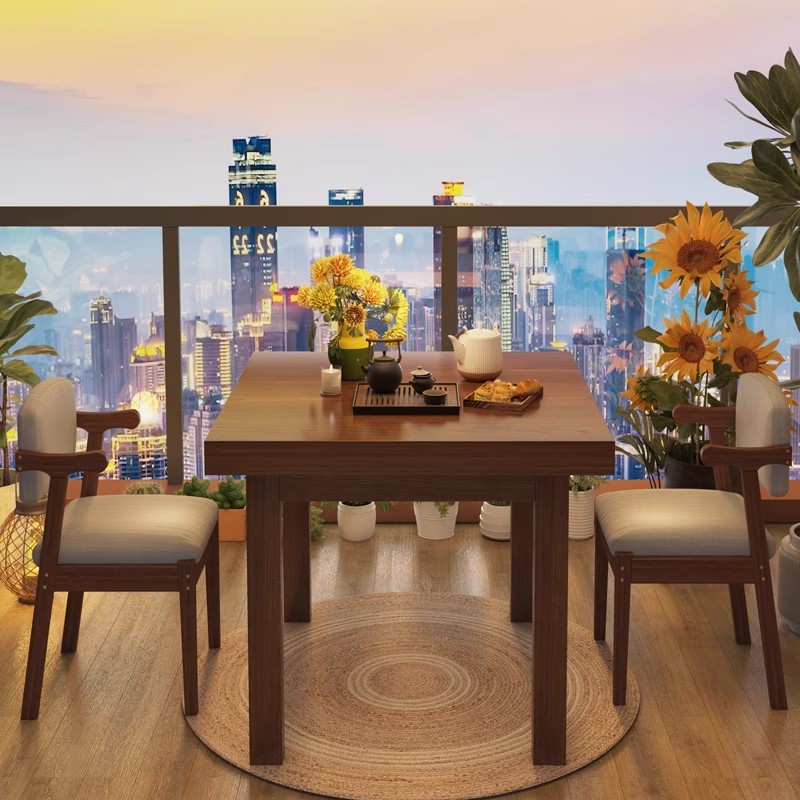 Mesa de té pequeño balcón doméstico nueva mesa de té china núcleo de madera sólida sala de estar mesa de té silla combinación de mesa de té de oficina