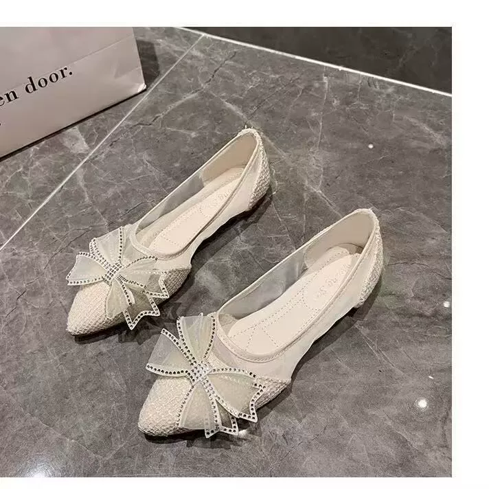 Туфли Evening Breeze Doudou, новинка лета 2024, нежные туфли с юбкой, туфли на плоской подошве с острым носком, женские модные сандалии