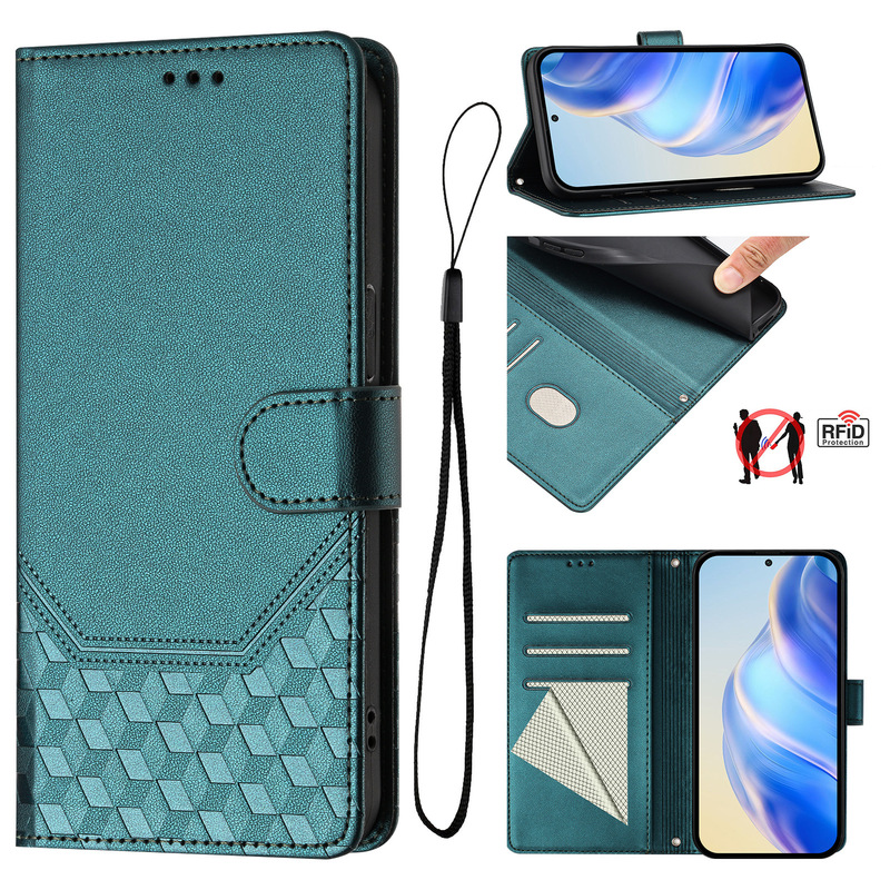 Suitable for Samsung S26 Ultra Honeycomb Embossed Phone Leather Case S25 Fe Flip Card Holder Anti-Theft Swipe Protection