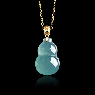 Natural A goods jade blue water hyacinth pendant 18K gold inlaid ice jade pendant fashion women's jade pendant necklace