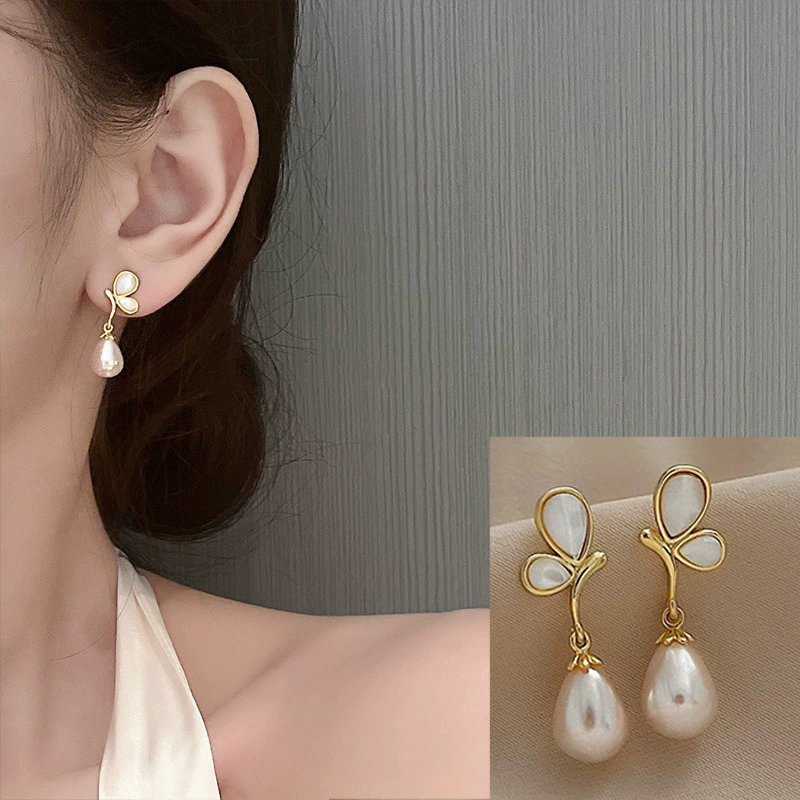 Серебро 925 серьги с жемчужиной, в корейском стиле, простой элегантный дизайн, 8 мм