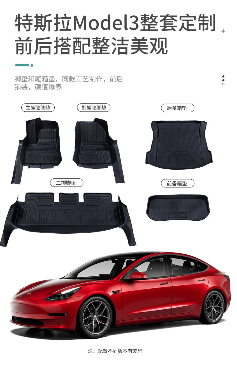 Special Tesla Model 3 full-cover decorative interior modification, new version 25-style TPE car floor mats
