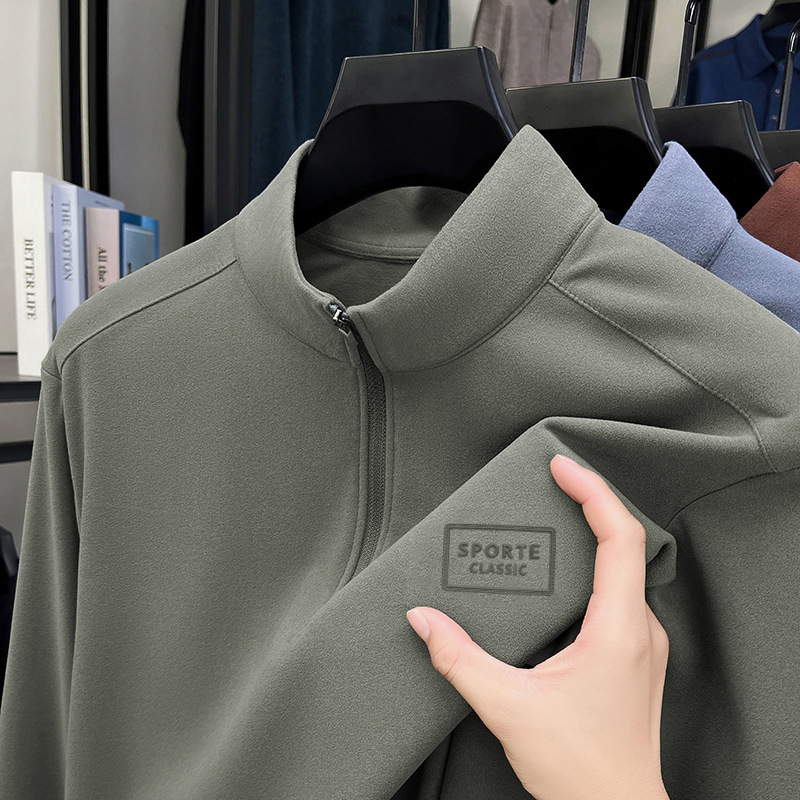New Cross-Border Foreign Trade Polo Men's Long-Sleeve Stand-Collar Spring and Autumn Thermal Fleece Zip-Up Sweatshirt Casual Thickened Base Layer Top New Cross-Border Foreign Trade Polo Men's Long-Sleeve Stand-Collar Spring and Autumn Thermal Fleece Zip-Up Sweatshirt Casual Thickened Base Layer Top