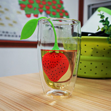 创意草莓硅胶泡茶器滤茶器杯子边缘挂件礼品硅胶茶叶包茶漏茶具