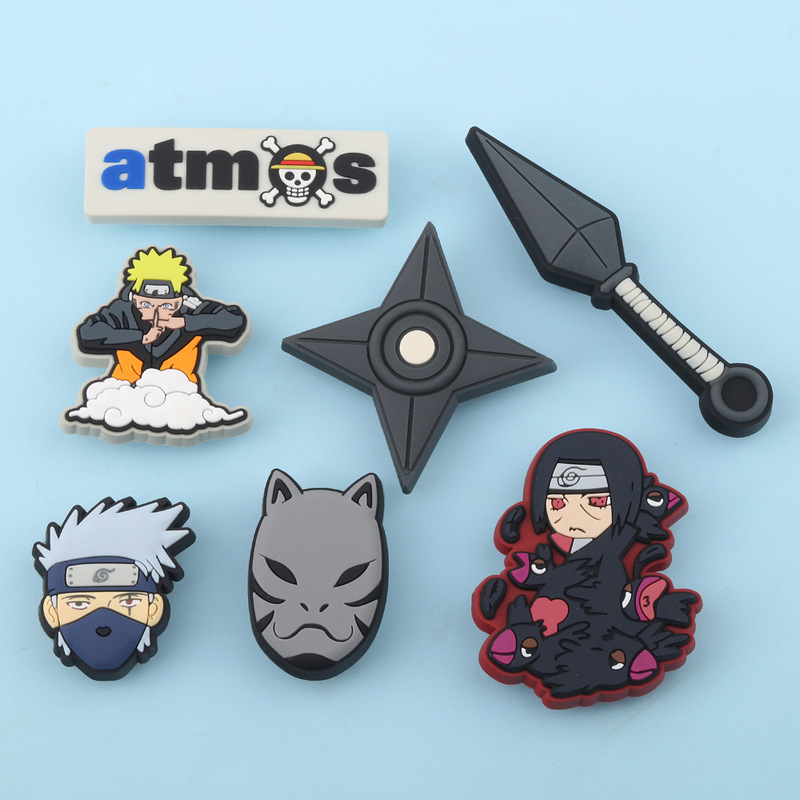 Anime Peripheral Naruto New Garden Hole Shoe Decorative Buckle Accessories Shoe Flower Buckle Pvc Uchiha Accessories