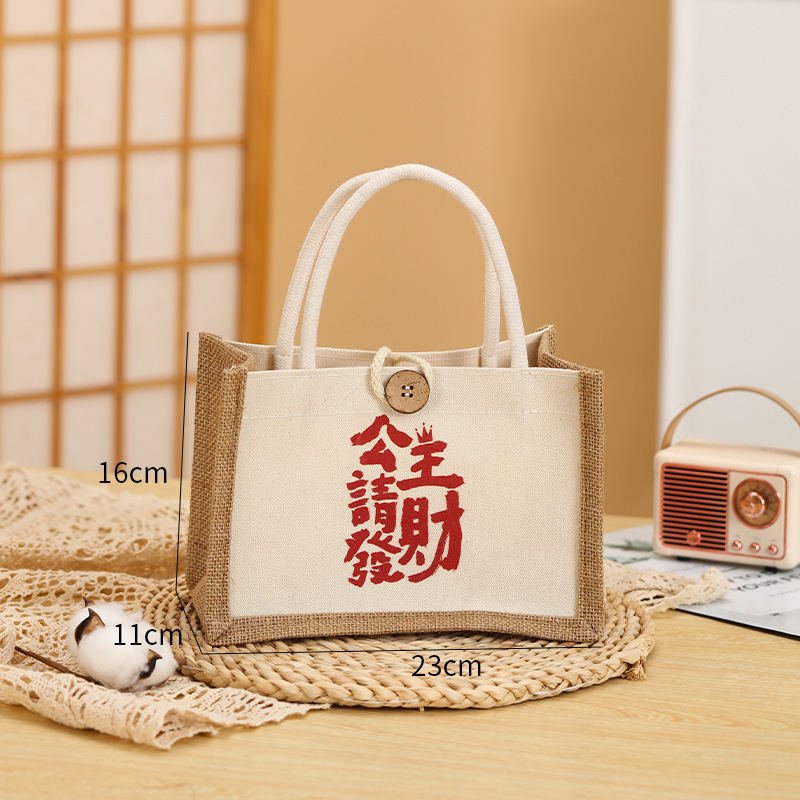 Nuevo bolso de lino estudiante caja de almuerzo ropa de protección del medio ambiente compras bolso ojo bolsa de lino bolso de lona