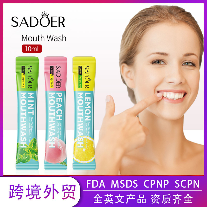 Full English Mouthwash Strips Sadoer Oral Care Disposable Portable Cleaning Cross-Border Trade Wholesale