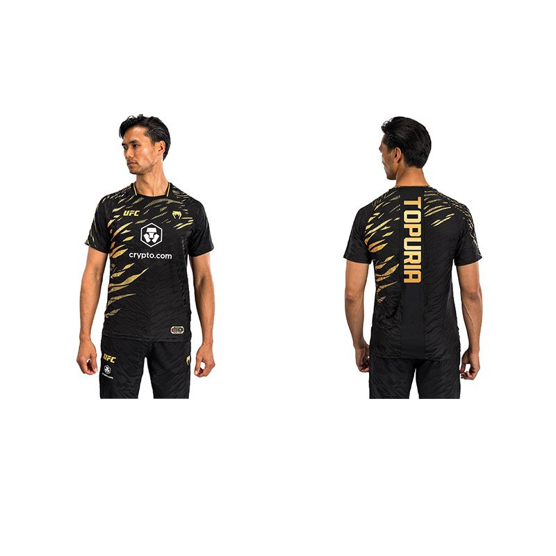 YYW 2025夏季圆领金色款短袖格斗服运动透气T恤男士健身上衣 可改