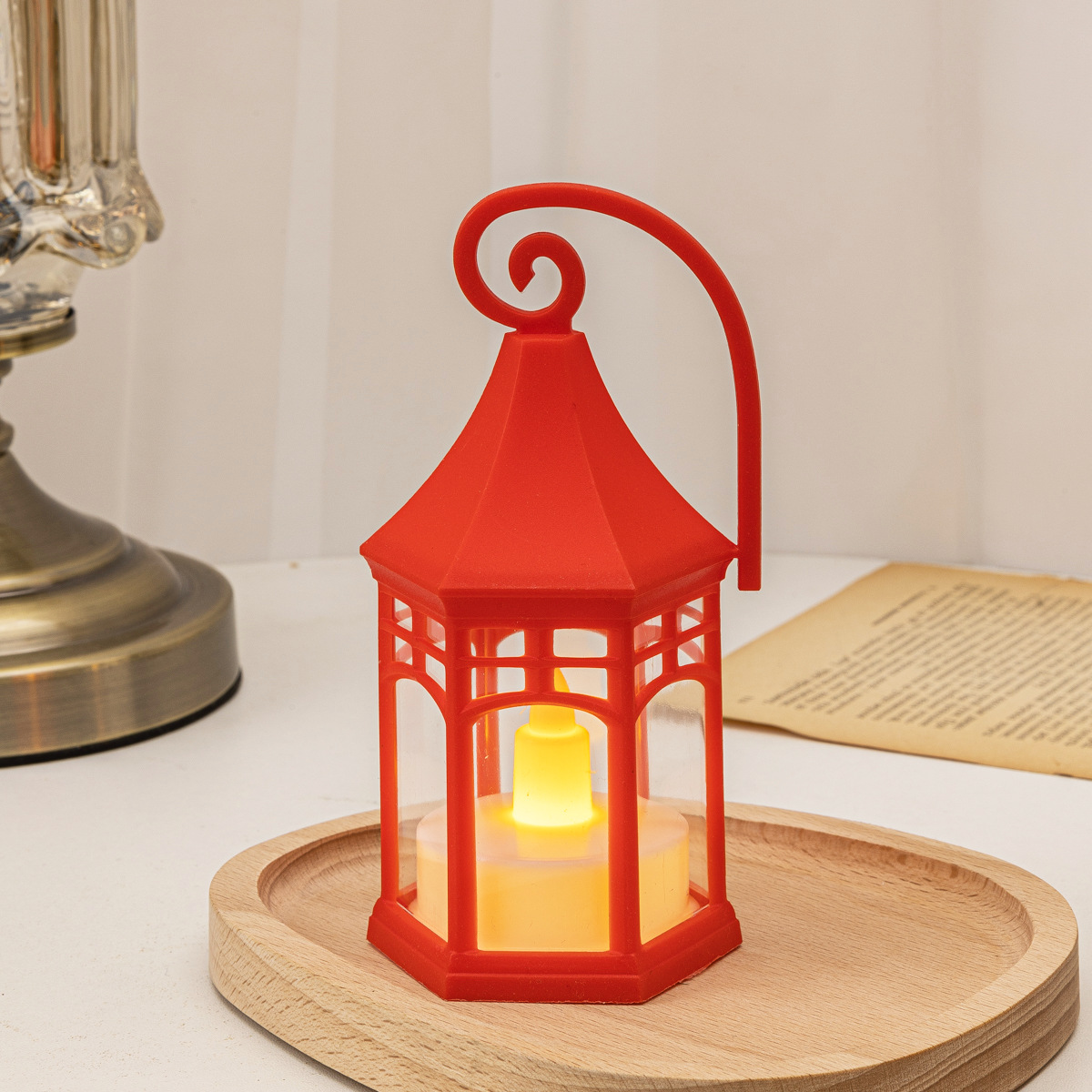 교회 육각형 바람 램프 레드