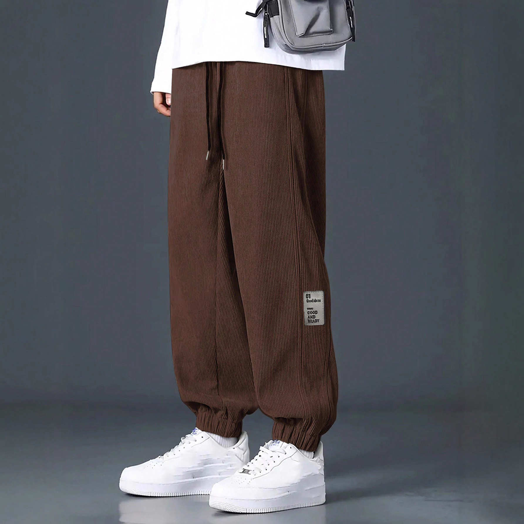 Transfronterizos Amazon Europa y los Estados Unidos deportes ociosos de terciopelo sueltos pantalones de moda para hombres de bolsillo recto pantalones de trabajo para hombres