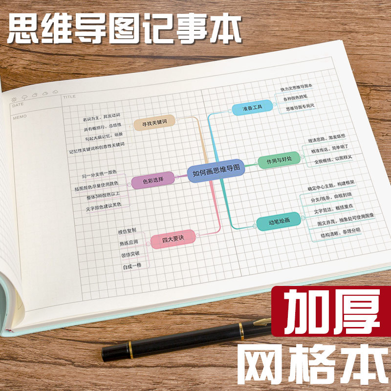 A4  B5商务羊巴皮思维导图记事本定制  网格本  笔记本批发