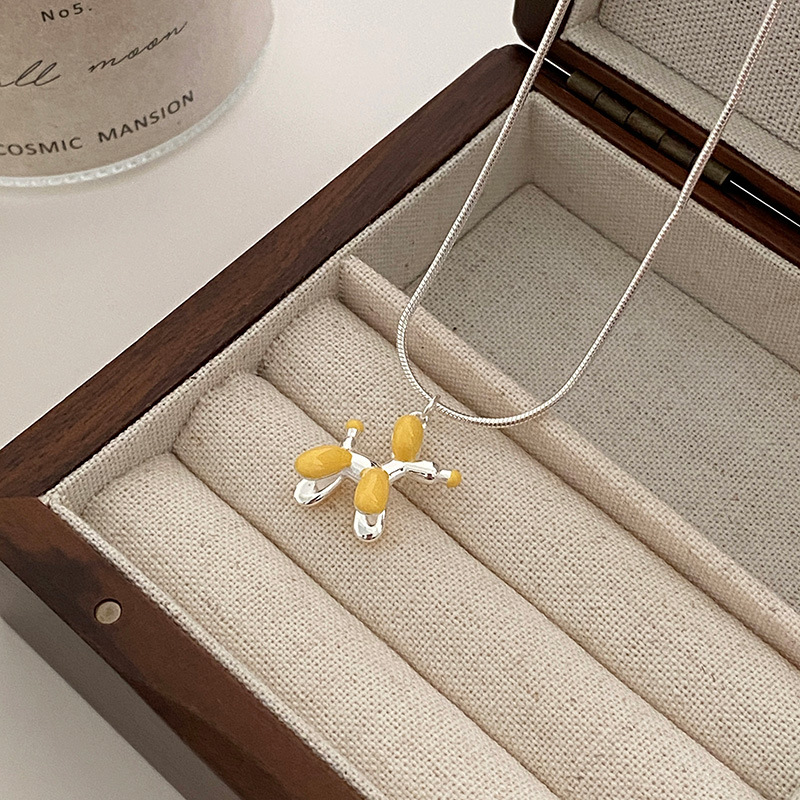 Collana a palloncino con smalto a goccia color argento sterling S, catena per clavicola femminile, minimalista giapponese coreano versatile,_voghion.com