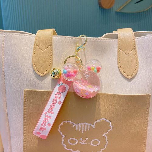 Cute Mickey Doll Quicksand Keychain Floating Liquid Pendant Keychain Bag Pendant Acrylic Keychain