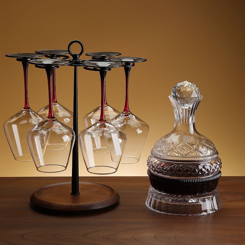 Creative Solid Wood Rotating Red Wine Glass Rack, High-End Tall Hanging Cup Rack, Inverted Simple Wine Cabinet, Home Decoration Display