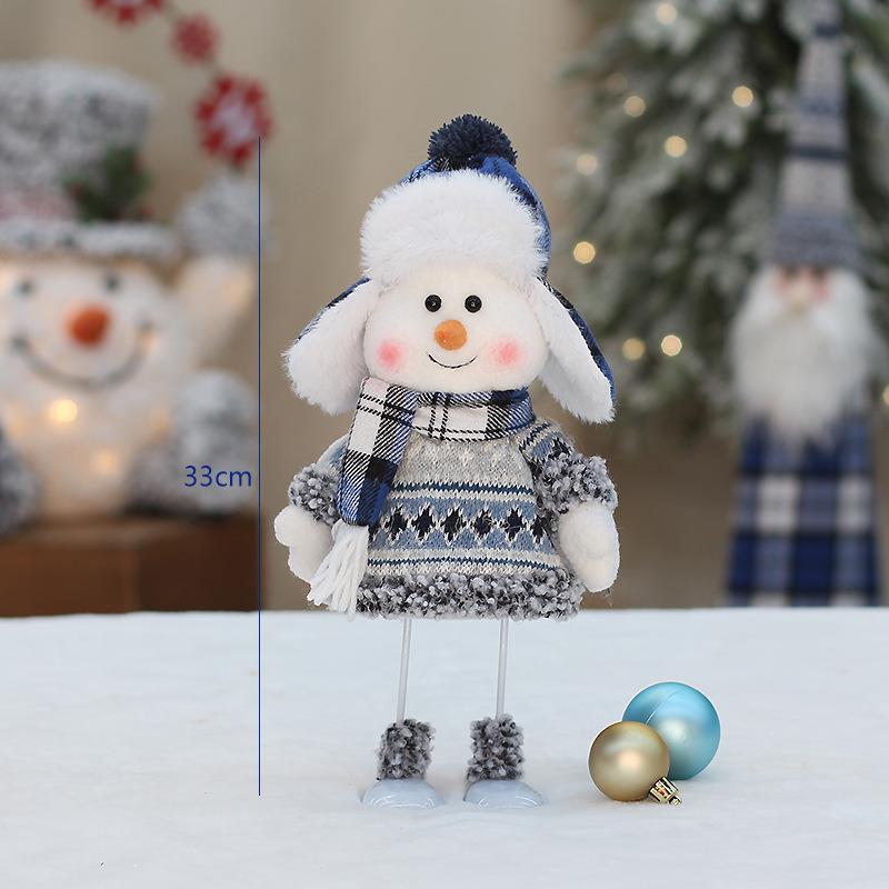 Transfronterizo Navidad nueva muñeca de tela azul lindo Columpio de esquí muñeco de nieve decoración regalo de vacaciones