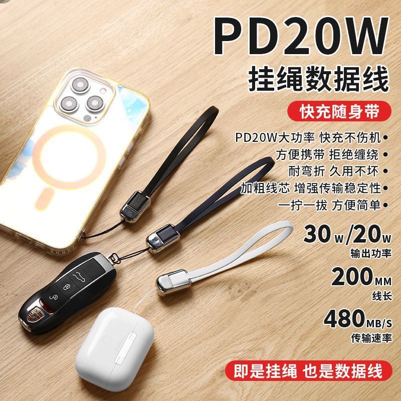 挂绳短款数据线便携公对公充电线65W超级快充适用于苹果16手机15|undefined