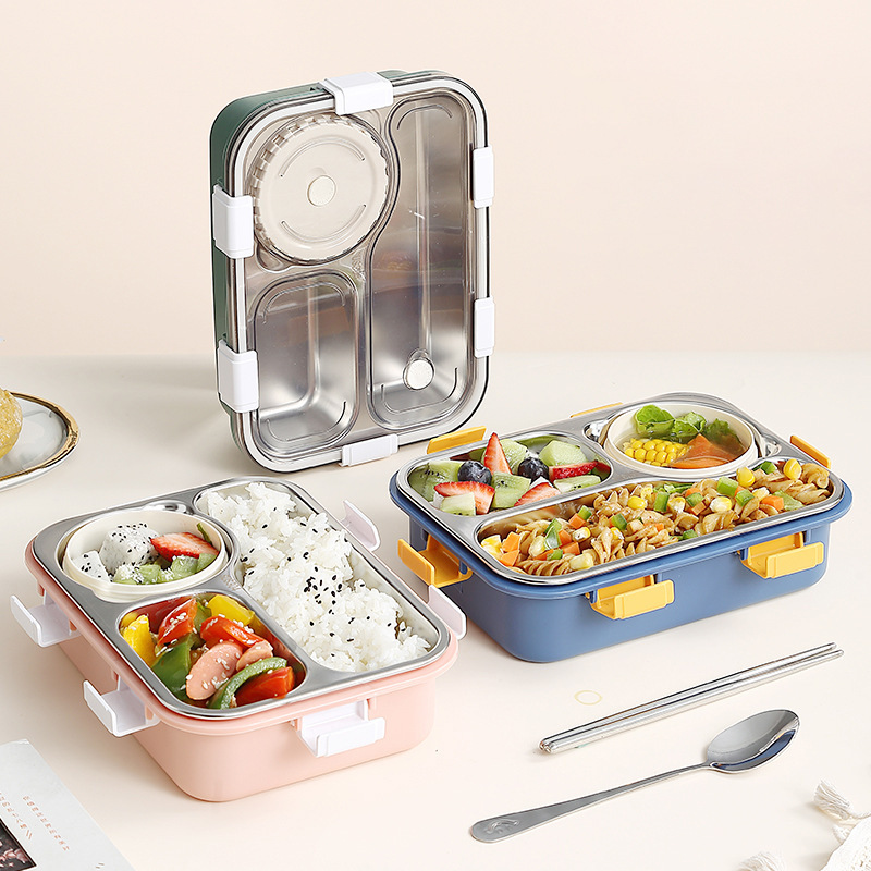 Caja de almuerzo aislada 304 caja de almuerzo de acero inoxidable de grado alimenticio niños estudiante trabajador de oficina calefacción caja de almuerzo fresca caja de almuerzo