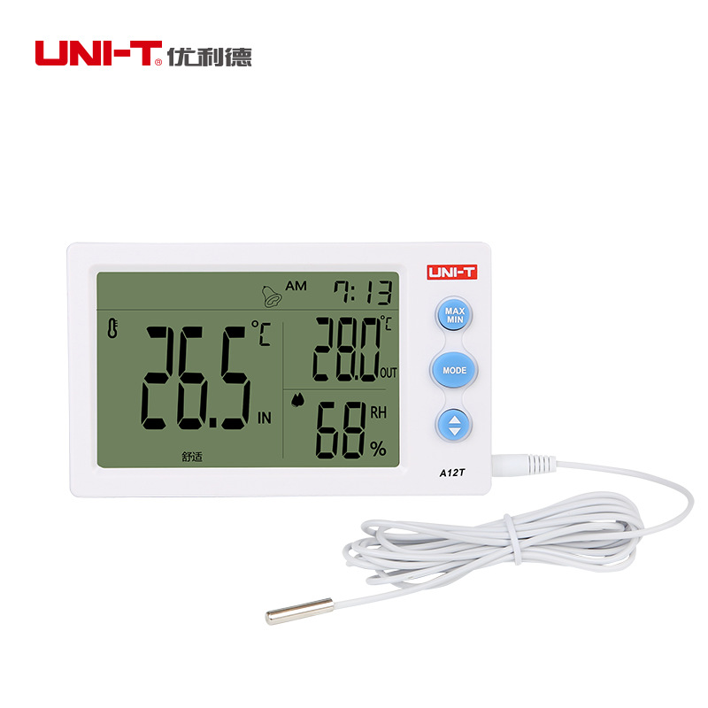 优利德A12T数字式温湿度计家用工业高精度数显电子温湿度计附探头