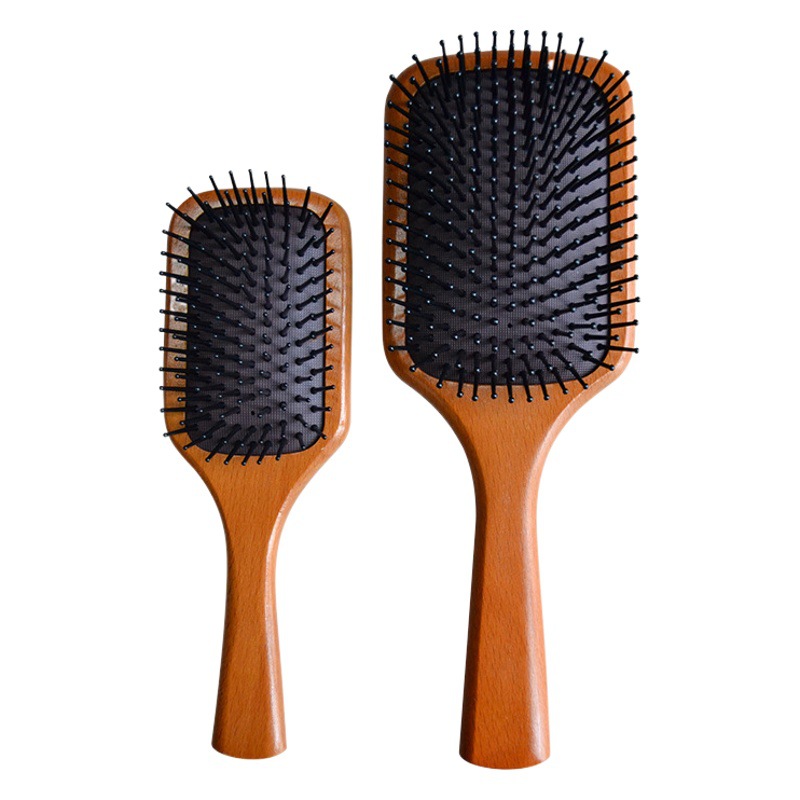 Peine de colchón de aire Peine de bolsa de aire de madera maciza Peine de madera de haya Peluquería de madera esponjosa Peine de madera Peine de masaje doméstico al por mayor