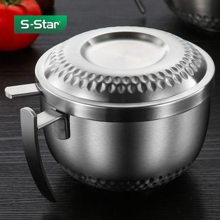 304 Stainless Steel Lunch Box with Lid for Office Workers, Student Dormitory with Handle, Instant Noodle Bowl, Canteen Eating Bowl, Changli