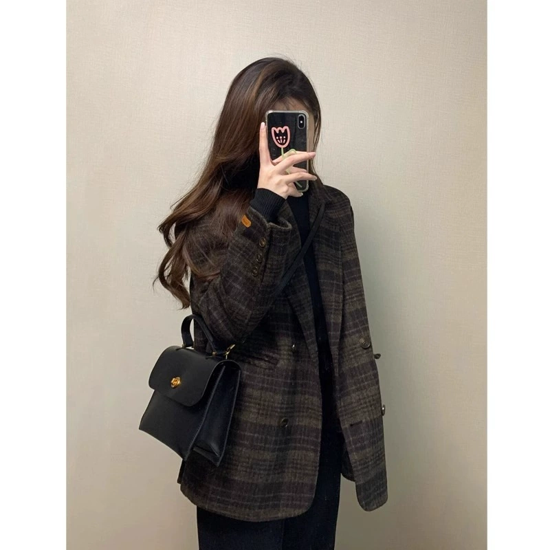 Двустороннее шерстяное кашемировое тренч-coat, расширенный размер, осенний жакет