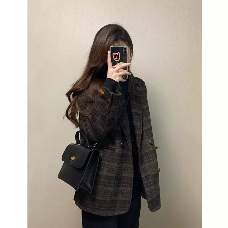 Двустороннее шерстяное кашемировое тренч-coat, расширенный размер, осенний жакет