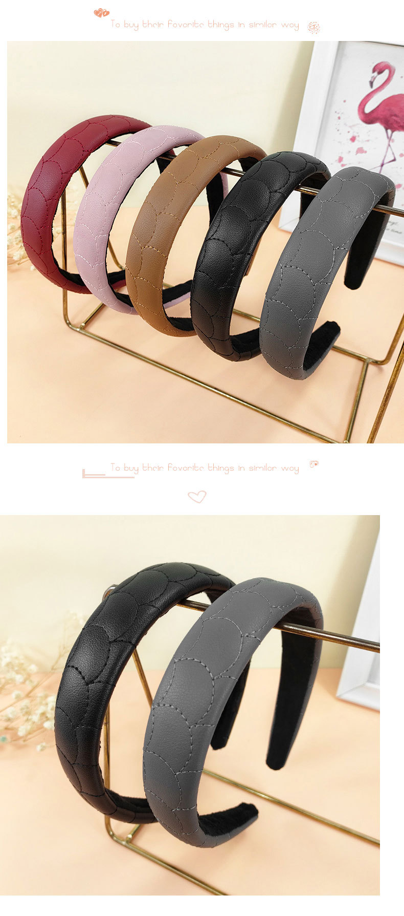 Fashion New Solid Color Sponge Headband Fashion Pu Headband display picture 2