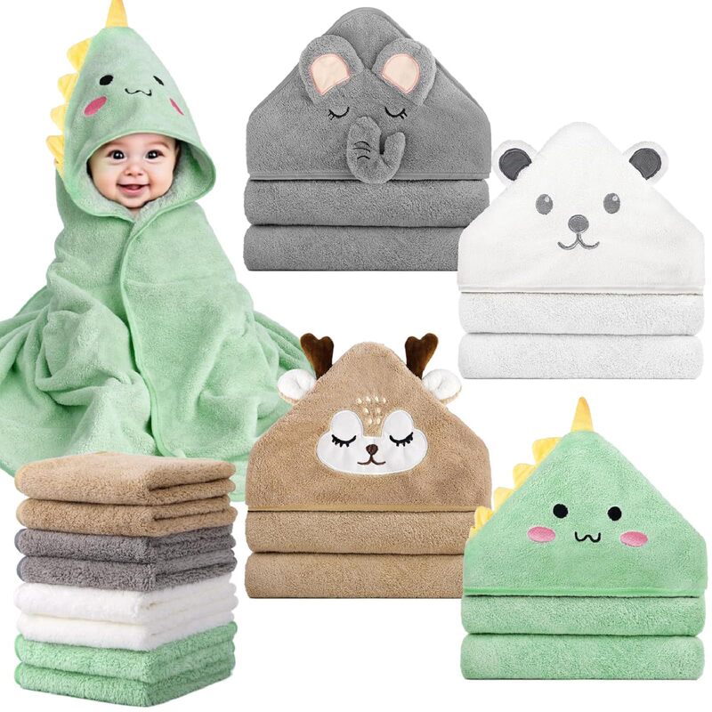 Newborn Bath Towel, Class A, Maternal and Infant Grade, Cartoon Hooded Cape Bathrobe, Coral Velvet, Water-Absorbent, Skin-Friendly, Kidsren's Bath Towel