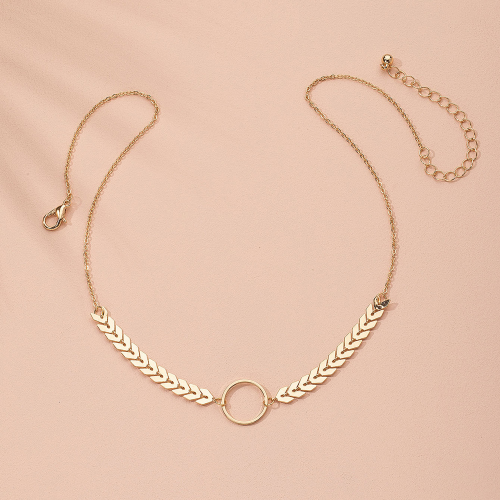 simple alloy multilayer clavicle chain new trend round necklacepicture2