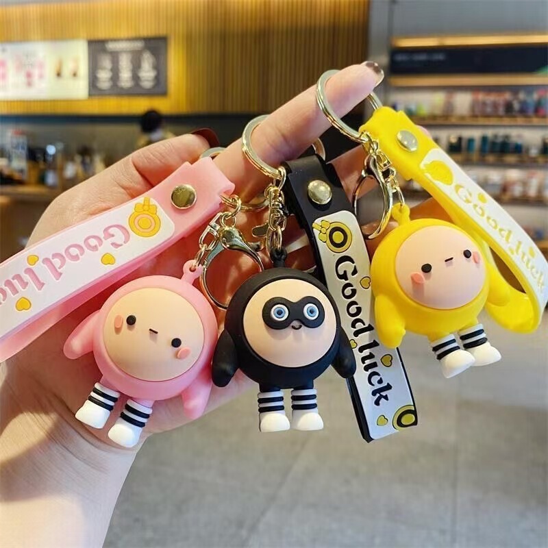 Large Keychain Pendant of Cute Bear and Egg Character for Car and Bag Decoration, Wholesale Night Market Cute Style Plush Toy
