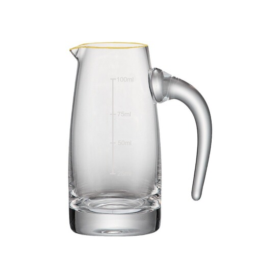 Gold-Leaf Blue Mountain-Style Measuring Wine Pourer Set: Glass Liquor Dispenser with Bullet-Shaped Glasses—Perfect for Home and Commercial Use