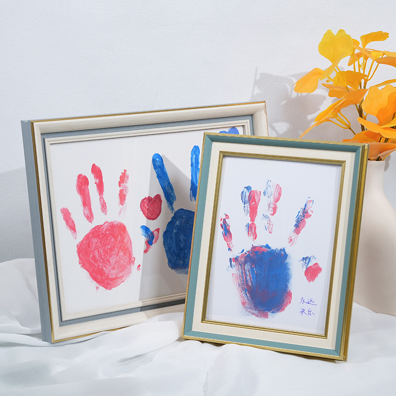 Baby One Year Old A4 Hand and Foot Print Picture Frame One Year Old One Ceremony Deep Brotherhood DIY Inkpad Full Moon Souvenir Picture Frame