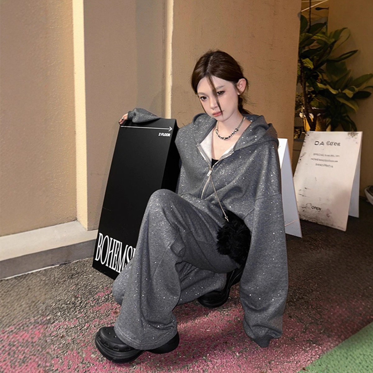 Improved Model, Please See the Actual Product before Placing an Order # Sports Suit for Female Spring and Autumn Students Korean Style Loose Slimming Fashion