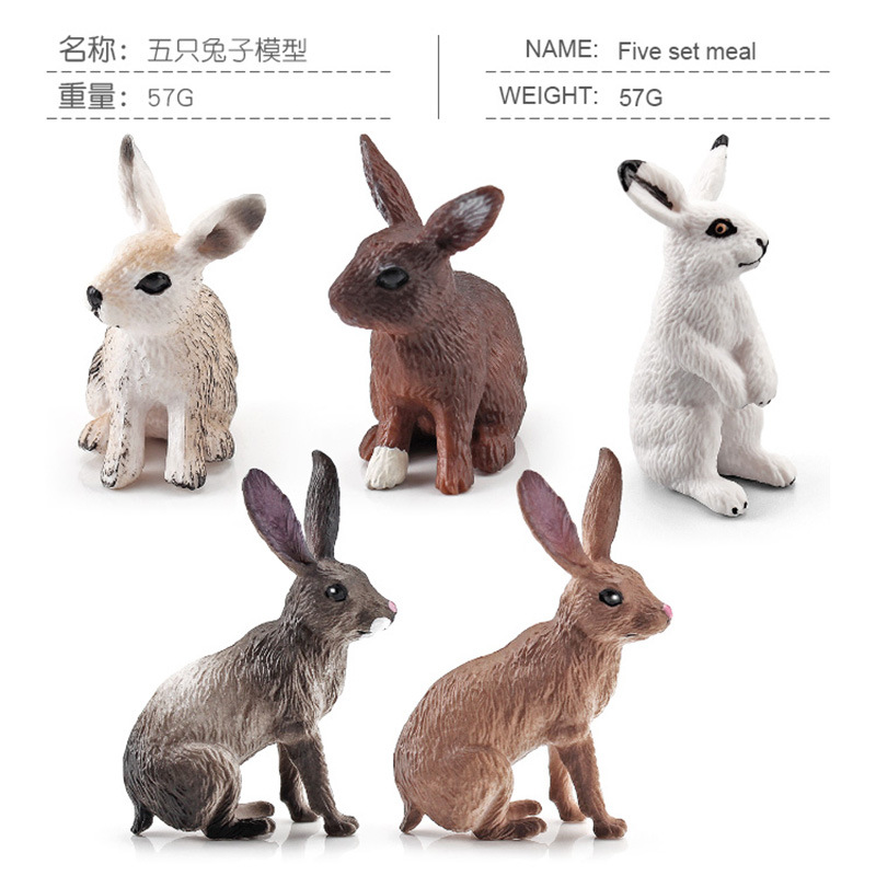 Simulación bosque animal conejo modelo mini granja Rancho liebre estática decoración de escritorio transfronteriza exportación