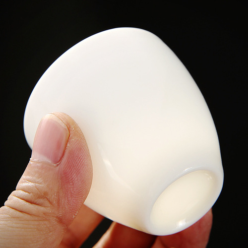 Dehua mutton-fat jade white porcelain tea cup kung fu bamboo hat small tea cup tea cup home master cup smelling cup can be engraved