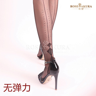 Yingying pure nylon non-elastic stockings ultra-thin European and American retro heel leg shaping temptation black silk fixed foot type 8450