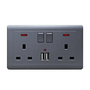 146 British duplex three-hole power socket 13A square foot British standard with double USB switch double position socket panel