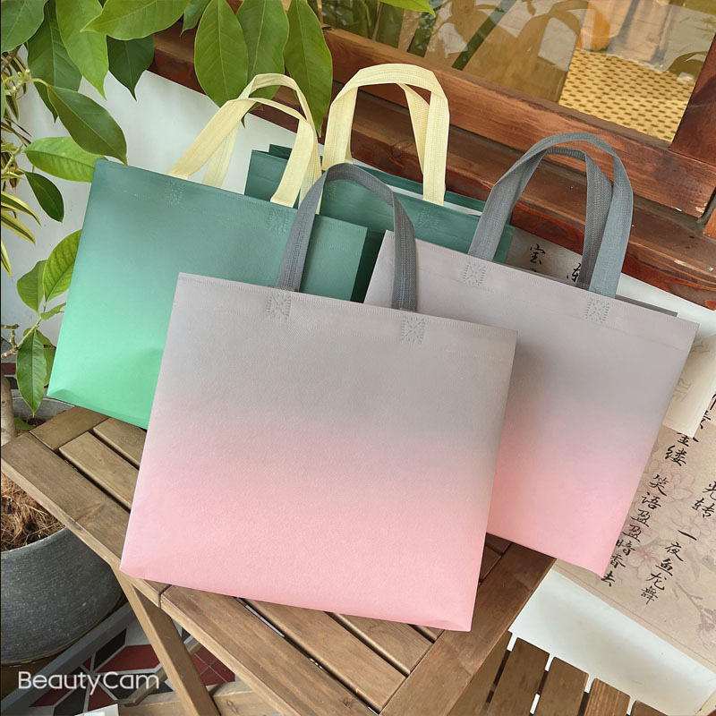 覆膜無紡布手提袋子漸變色服裝店logo男女童裝店鞋袋購物袋包裝