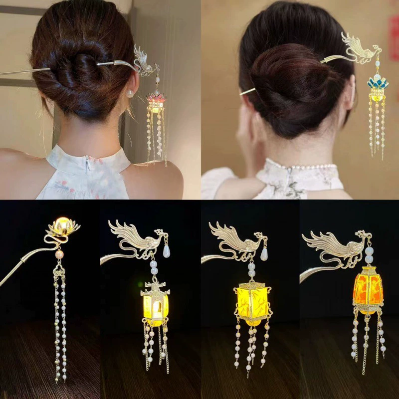 Лампа, фонарик, китайская шпилька для волос, hairgrip с кисточками, цыгун, аксессуар для волос, китайский стиль