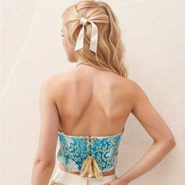 Nuevo patrón de pétalos de impresión azul para mujeres, abrazador de pecho, ropa de plástico, Aliexpress suministro transfronterizo