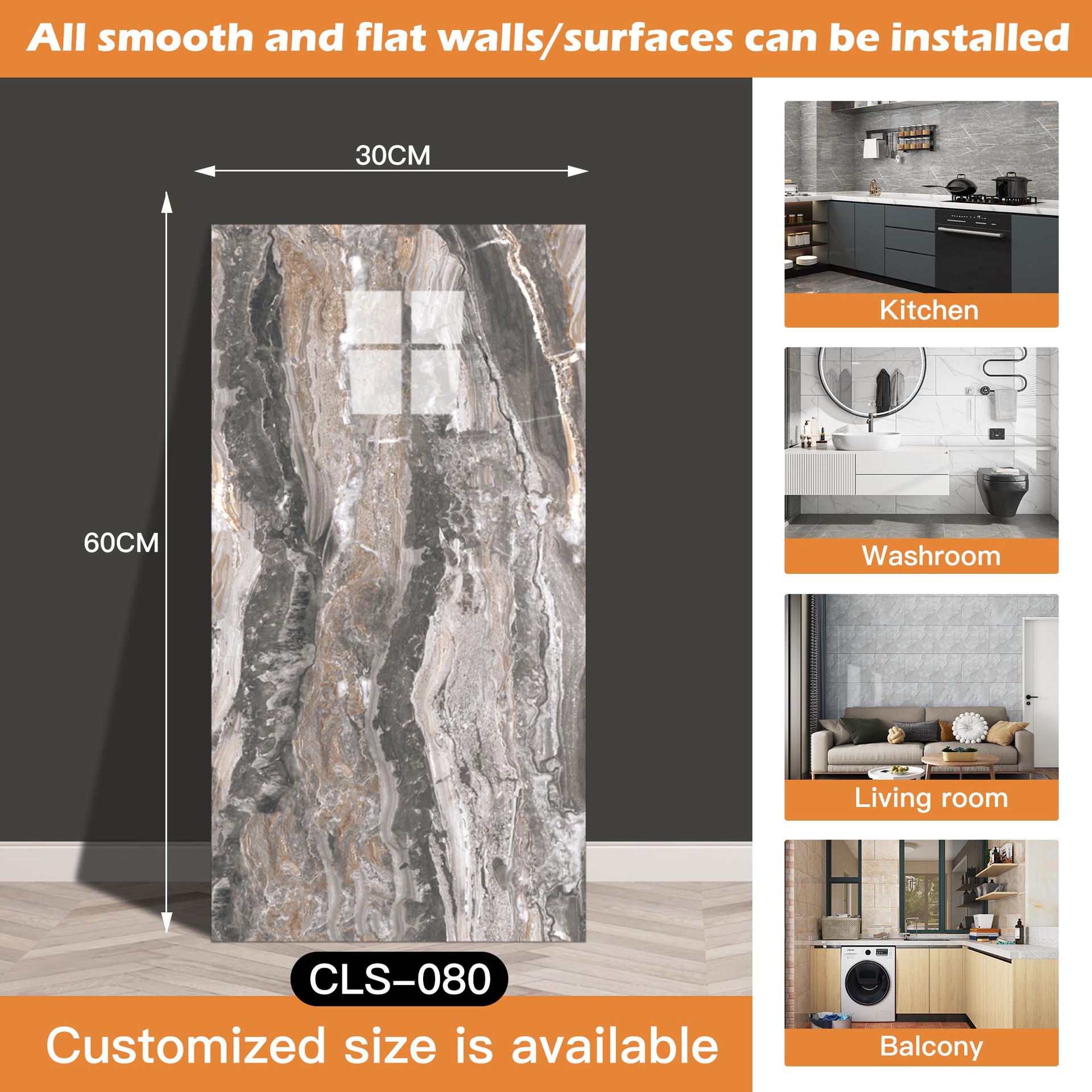 Azulejo de imitación transfronterizo pegatinas de pared papel tapiz autoadhesivo impermeable y a prueba de humedad pegatinas de mármol de baño papel tapiz de pared de fondo restaurado