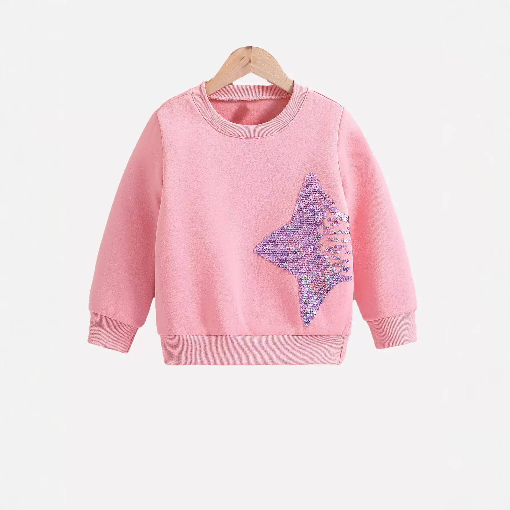 亚马逊爆款新款洋气女童时髦春秋季圆领长袖上衣外贸星星亮片卫衣