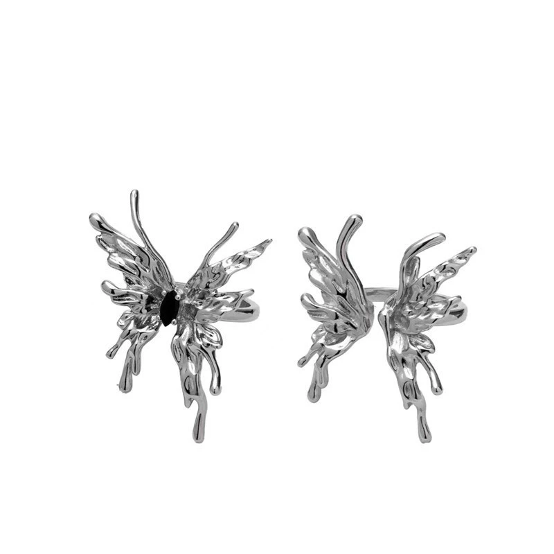 Ring Tide Small Design Adjustable Butterfly Ring, Silver‑Tone, One Size for Index Finger