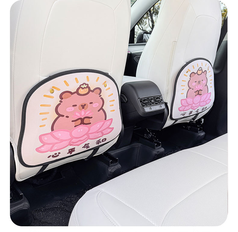 Kapibala Cartoon Cute Car Seat Back Anti-Kick Pad Simple and Comfortable Storage Bag Anti-Kick Pad Anti-Dirty Pad